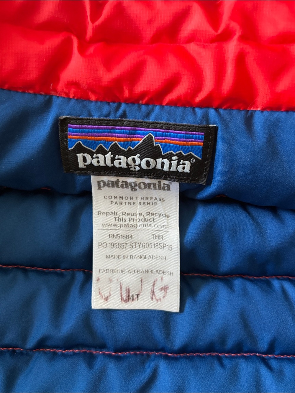 Patagonia Bright Orange Quilted Puffer Jacket Sz 4T - Picture 7 of 12